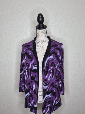 Perceptions Multicolored‎ Abstract Print Open Front Blazer Size 8